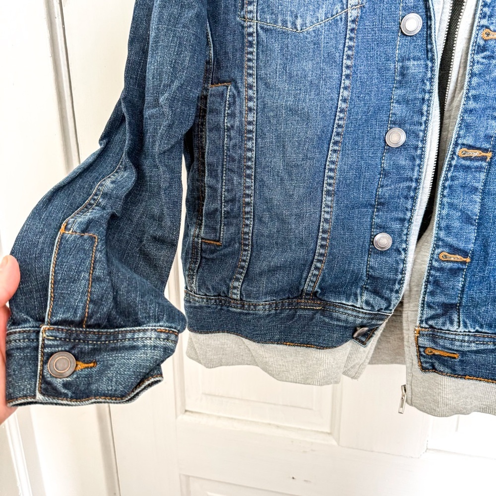 American Rag Denim Jacket with Gray Hood - Picture 3 of 8